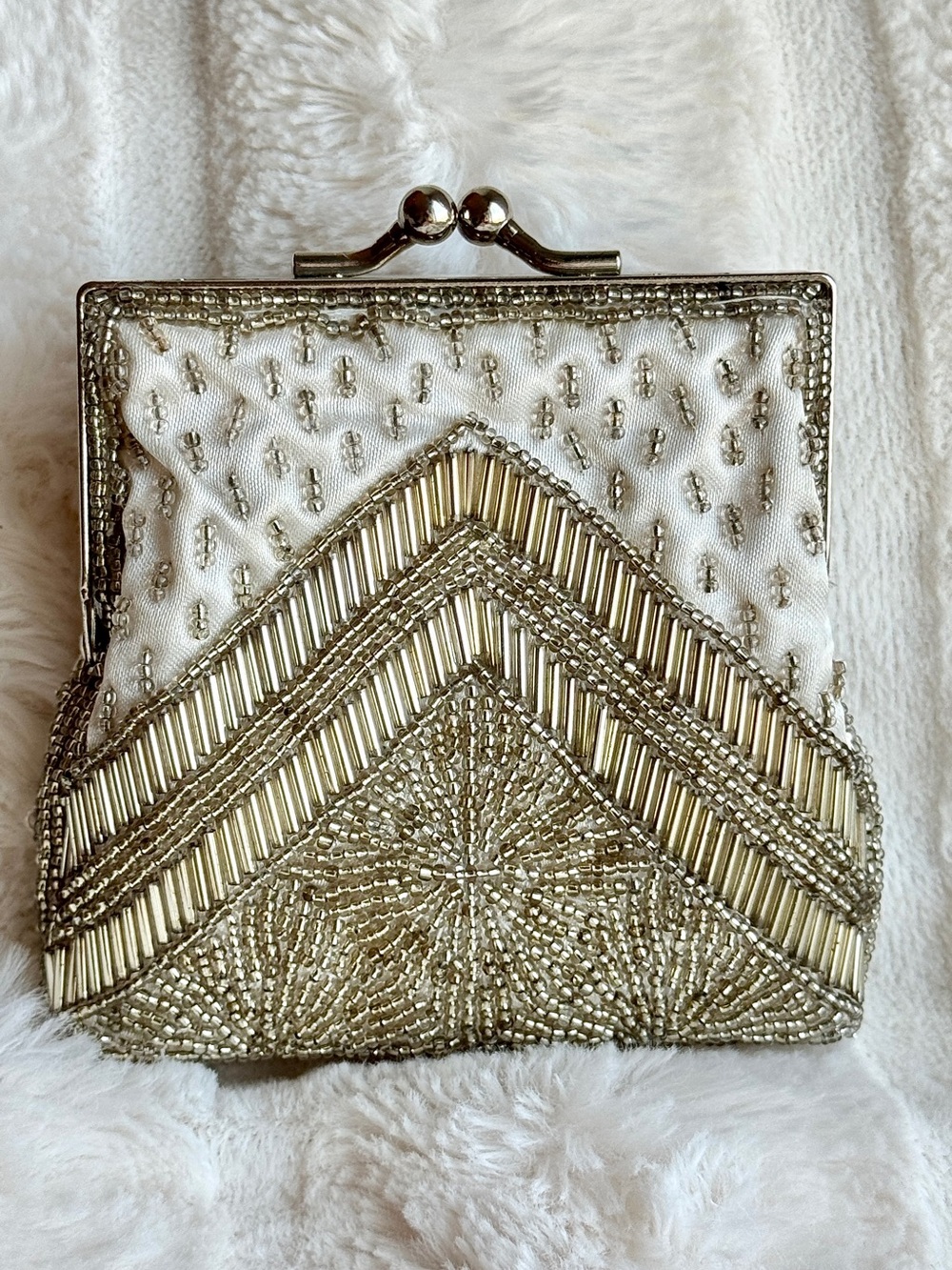 Vintage Art Deco Gatsby Beaded Clutch w/ Chain